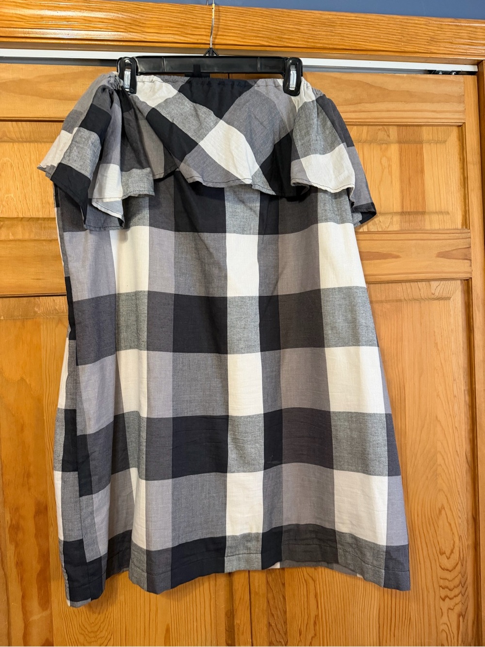 Who What Wear Black & White Gingham Off-Shoulder Midi Dress